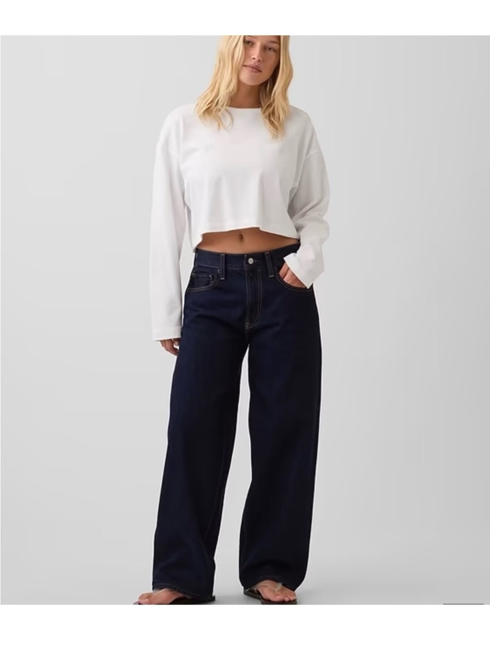 NWT GAP x The Hailey Bieber Extra Baggy Jeans Denim Midnight Indigo Wide Leg 25